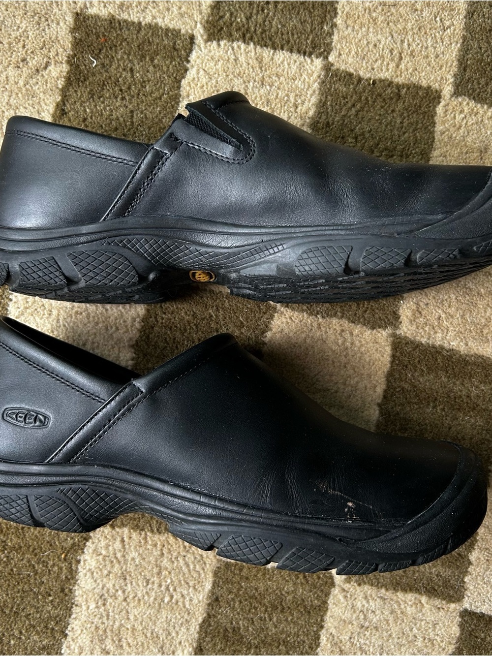 Keen Men's Black Leather Slip-On Work Clogs